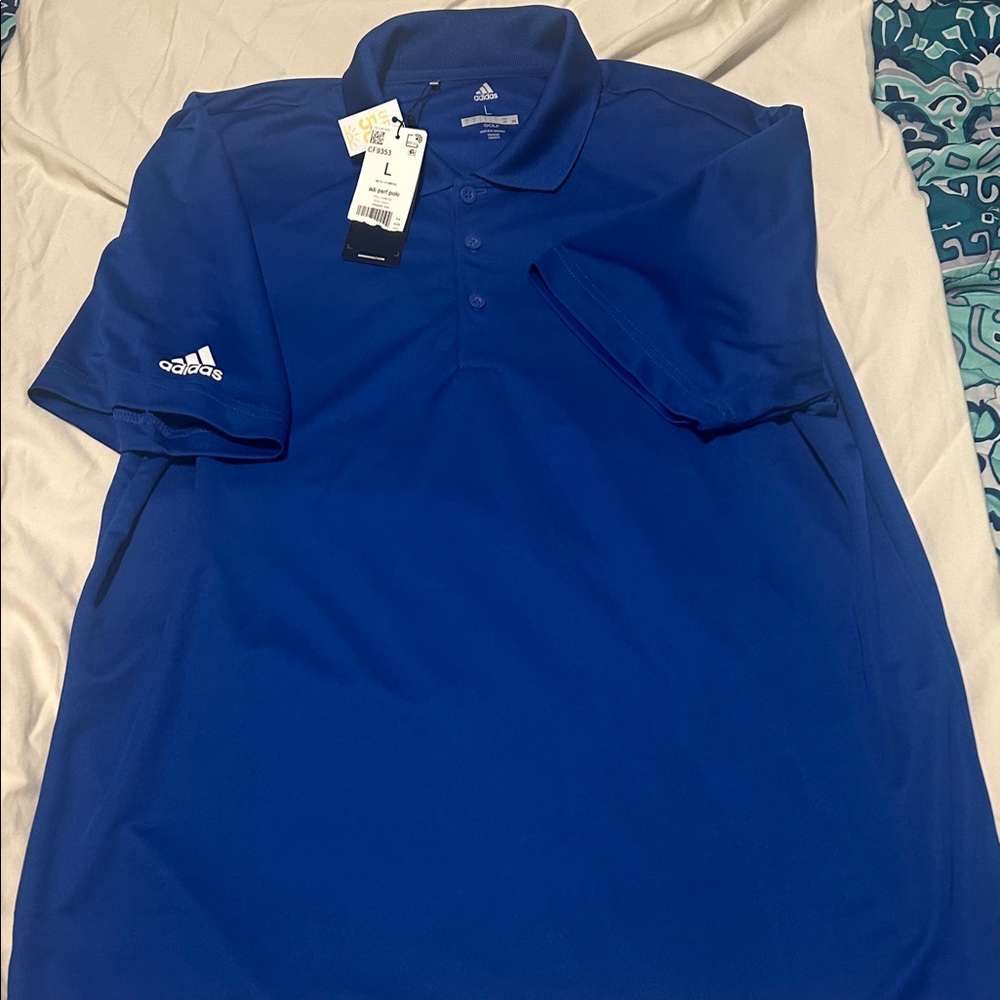 Adidas Men's Vibrant Blue Performance Polo Shirt